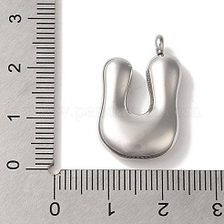 変色しない304ステンレススチールペンダント  バルーンレターチャーム  ステンレス鋼色  U字  25x15.5x6mm  穴：2mm&nbsp;STAS-M017-08P-14