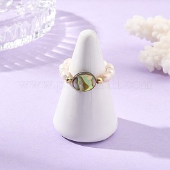Verstellbare Fingerringe aus natürlicher Abalone-/Paua-Muschel&nbsp;RJEW-JR01085