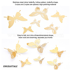 12 pendentif décoratif mural papillon en acier inoxydable de 6 styles&nbsp;STAS-UN0036-52G