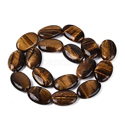 天然石タイガーアイビーズ連売り  フラットオーバル  23~24x15.5~16.5x6~8mm  穴：0.8~1mm  約17個/連  15.55~16.14インチ（39.5~41cm）&nbsp;G-Q606-109
