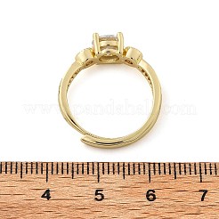 Кольца для женщин с микропаве из латуни и прозрачными кубическими цирконами RJEW-U049-02G