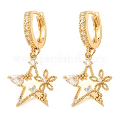 Pendientes de aro colgantes de circonita cúbica con micropavé de latón para mujer&nbsp;KK-CBADCD7-02G