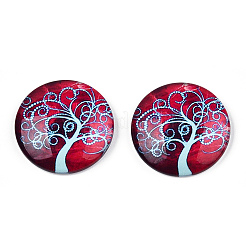 Un demi-rond / arbre modèle dôme en verre Cabochons dos plat pour les projets de bricolage&nbsp;GGLA-Q037-25mm-M28-04