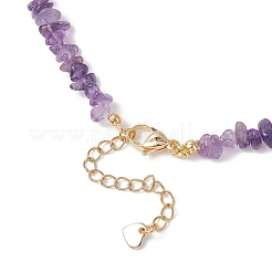 Ожерелья из натурального аметиста с крестообразными бусинами NJEW-JN05513