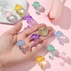 10 шт. двухцветные светящиеся подвески-грибы из эпоксидной смолы&nbsp;RESI-YW0004-19