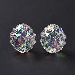 透明UVメッキレインボー虹色アクリルビーズ  ABカラー  ラウンド  クリアAB  21.8x19mm  穴：2.7mm&nbsp;OACR-C013-11