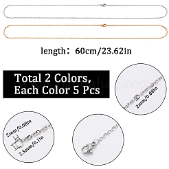 10 шт. 2-х цветное ожерелье из нержавеющей стали 304 с цепочкой&nbsp;NJEW-SC0001-25