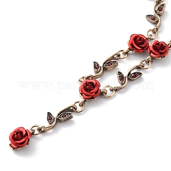 Halsketten mit Blumenanhänger aus Aluminium und Strassblatt&nbsp;NJEW-WH0020-11R