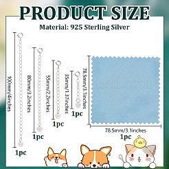 4 шт. 4 набора удлинителей цепочек из стерлингового серебра&nbsp;DIY-GO0002-28