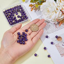 80шт натуральный аметист круглые подвески&nbsp;PALLOY-DC00001