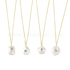 Colliers avec pendentif en perle baroque naturelle keshi et chaîne en laiton&nbsp;NJEW-JN06530