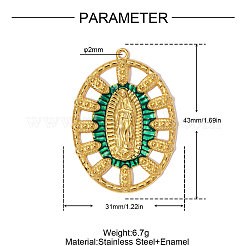 Pendentifs en acier inoxydable 304 avec émail vert&nbsp;SA-OY002-30G