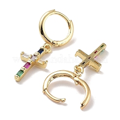 Orecchini a cerchio pendenti in vero ottone placcato oro 18k&nbsp;EJEW-L269-035G-02