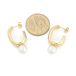 Ионное покрытие (ip) овальные серьги-гвоздики из нержавеющей стали 304 EJEW-A119-09G-02