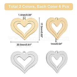 12 шт. 2-цветное ионное покрытие (IP) 201 подвески из нержавеющей стали&nbsp;STAS-UN0029-75