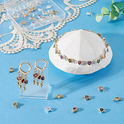 28 Stück 14 Farben Messing Pavé Zirkonia Herz Glieder Verbinder Charms&nbsp;KK-TA0003-46