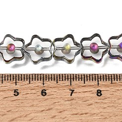 電気メッキ透明ガラスビーズ連売り  スター  カラフル  10.5x11x4mm  穴：0.6mm  約39個/連  15.75''（40センチメートル）&nbsp;GL-CBA98F0-09A