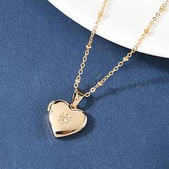 Ожерелья с подвеской в виде сердца из нержавеющей стали 304 с прозрачными кубическими цирконами для женщин&nbsp;LS-NJEW-Z077-01G