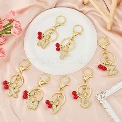 Porte-clés pendentif lettre en laiton micro pavé de zircons cubiques transparents&nbsp;KEYC-SW00015-U