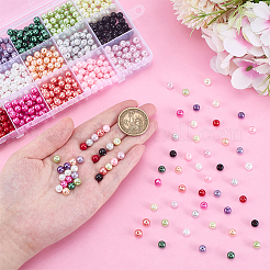 750шт 15 цвета выпечка окрашенные жемчужные стеклянные жемчужные круглые бусины HY-HY0001-09B