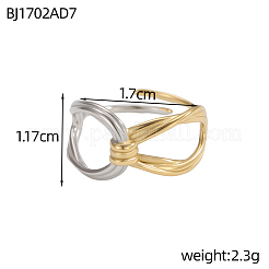 女性用304ステンレスリング  ゴールデン·ステンレス鋼色  17mm&nbsp;STAS-OY017-66G