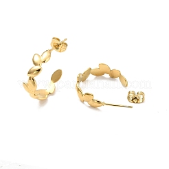 Серьги-гвоздики из нержавеющей стали 304 с ионным покрытием (IP) в форме листа&nbsp;EJEW-P202-03G