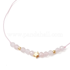 Натуральные круглые бусины из розового кварца плетеные браслеты из бусин для женщин&nbsp;BJEW-JB11655-07
