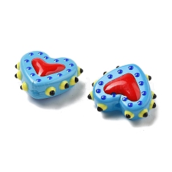 Запекаемые стеклянные бусины с рисунком в виде сердца LAMP-V001-07B