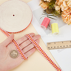 20 ярд ленты из полиэстера с вышивкой в этническом стиле и листьями&nbsp;OCOR-WH0070-109B