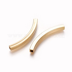 304ステンレスチューブビーズ  角穴  ゴールドカラー  45x4x4mm  穴：3x3mm&nbsp;STAS-L226-057G-G
