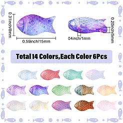 84шт 14 цвета прозрачные окрашенные распылением стеклянные бусины&nbsp;GLAA-SC0002-87