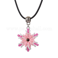 Стеклянные бусины и полимерная глина и ожерелья с подвесками в виде снежинок от сглаза NJEW-MZ00102