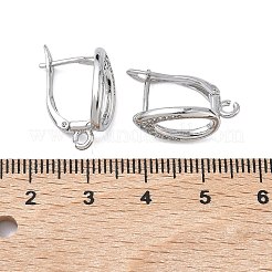 Фурнитура для сережек-колец в форме капли с микропаве из прозрачных кубических цирконий из латуни&nbsp;KK-Z143-08P