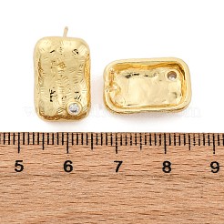 Прямоугольные серьги-гвоздики из латуни с микропаве и цирконием&nbsp;EJEW-R025-21G