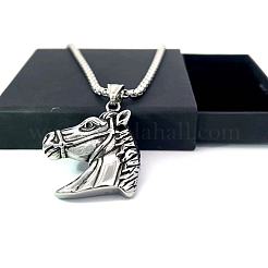 Винтажные ожерелья из нержавеющей стали с подвеской в виде лошади для мужчин TJ2948