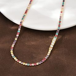 925 Tenniskette aus Sterlingsilber mit buntem Pavé-Stein und Zirkonia für Damen&nbsp;NJEW-C096-01A-G01