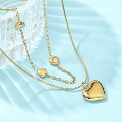 Двухслойные ожерелья в форме сердца из нержавеющей стали 304 для женщин NJEW-C084-04G