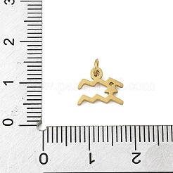316lサージカルステンレスペンダント  星座チャーム  丸カン付き  ゴールドカラー  水瓶座  8.5x10x1.5mm  穴：2.5mm&nbsp;STAS-U058-01G-11
