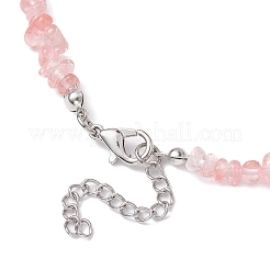 Collana con perline di vetro sintetico al quarzo ciliegia&nbsp;NJEW-JN04615-02