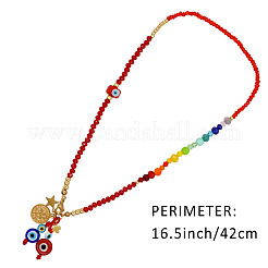 Красные синие ожерелья со звездами и круглыми подвесками из стекла и сплава со сглазом для женщин FS-WG3BEAB-01
