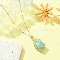 Устойчивые к потускнению цепи из нержавеющей стали 304 макраме мешочек пустой держатель камней для изготовления подвесок ожерелий NJEW-TA00084-01