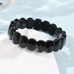 Pulseras elásticas unisex con cuentas de ágata negra natural teñidas y calentadas.&nbsp;G-K303-01A