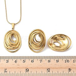 Комплекты из овальных подвесок и серег-гвоздиков из нержавеющей стали 304 для женщин SJEW-B020-01G