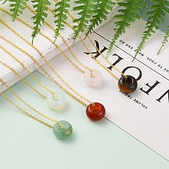 Colliers à pendentif en pierres précieuses naturelles et synthétiques rondelle&nbsp;NJEW-JN03237