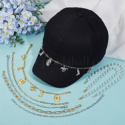 8 stücke 8 arten cowboy thema 304 edelstahl & messing & kunststoff & aluminium & baseball kappe kette&nbsp;HJEW-SC0002-40