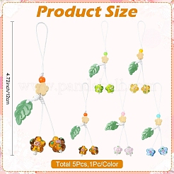 5 pieza de lampwork hecho a mano en 5 colores con decoraciones colgantes de cuentas de vidrio transparente&nbsp;HJEW-YW00463