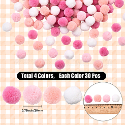 120шт. 4-х цветный полиэстеровый помпоновый шарик&nbsp;FIND-SC0019-66A