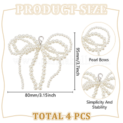 Пластиковые подвески для обуви с бантом и имитацией жемчуга AJEW-WH0348-542B-01