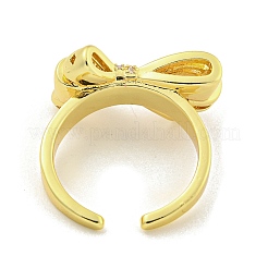 Кольца-манжеты из латуни с микро-паве и бантом из прозрачного циркония&nbsp;RJEW-L113-003G