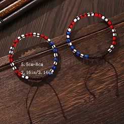 調節可能なガラスシード編組ビーズブレスレット  カラフル  内径：2-3/8インチ（6cm）&nbsp;PW-WG3908F-01
